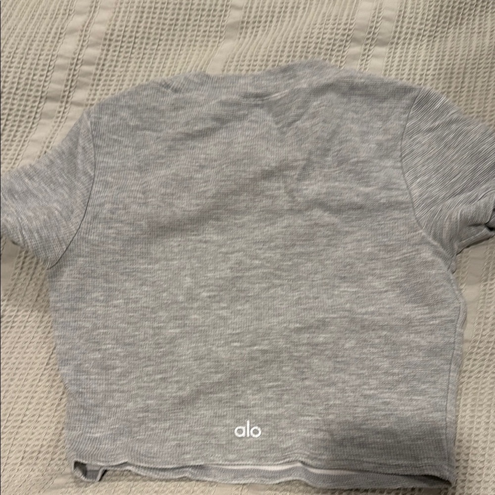 Alo Waffle Gray Cropped T-Shirt